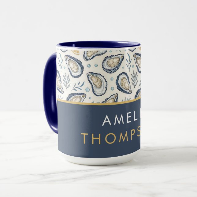 Custom Elegant Marine Oysters Mug (Front Left)