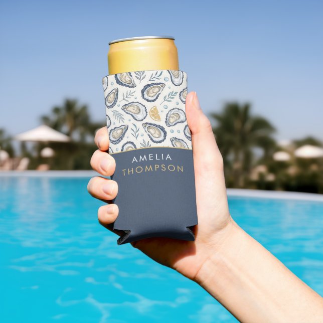 Custom Elegant Marine Oysters Seltzer Can Cooler (In Situ Pool)