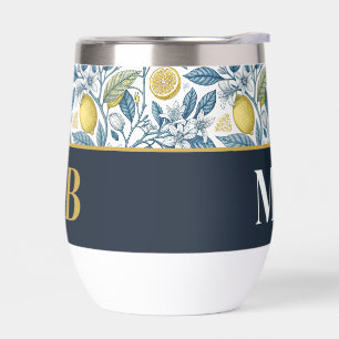Custom Elegant Mediterranean Lemon Botanical Navy