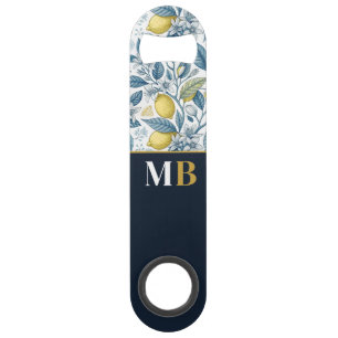 Custom Elegant Mediterranean Lemon Botanical Navy