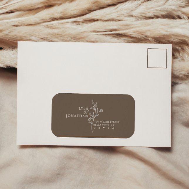 Custom Elegant Minimalist Brown Wedding RSVP Label (Creator Uploaded)