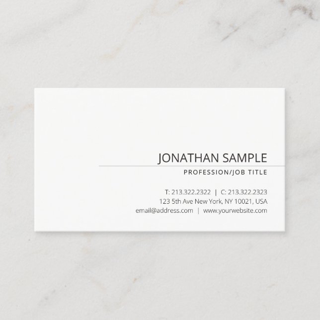 Custom Elegant Minimalist Modern Template Business Card (Front)