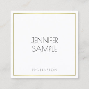 Custom Elegant Minimalist Template Gold White Square Business Card
