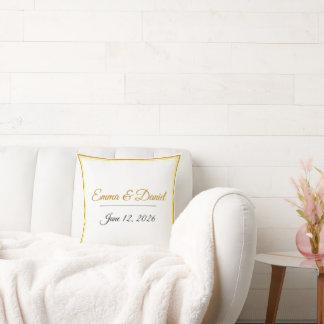 Custom Elegant Minimalist Wedding Names & Date  Cushion