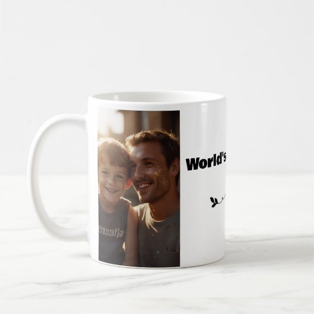 Custom Elegant Modern 2 photos World's Best Dad Coffee Mug (Left)