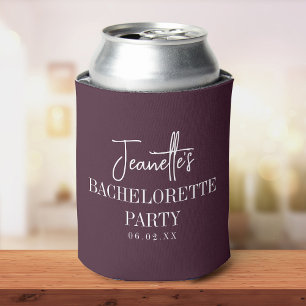 Custom Elegant Modern Bachelorette Party Burgundy  Can Cooler