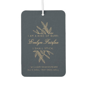 Custom Elegant Modern Botanical Witty Quote Navy  Car Air Freshener