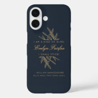 Custom Elegant Modern Botanical Witty Quote Navy