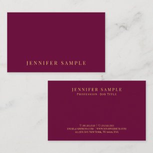 Custom Elegant Modern Burgundy Red Gold Text Business Card