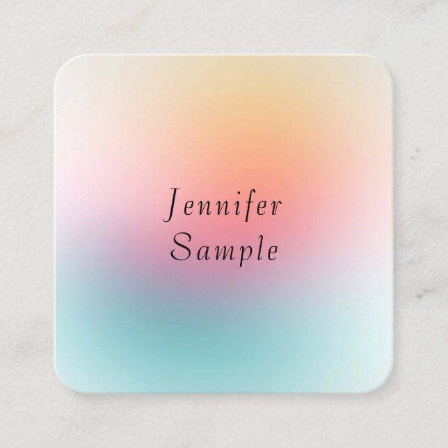 Custom Elegant Modern Colourful Design Template Square Business Card (Front)