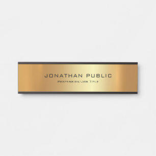 Custom Elegant Modern Glamour Black And Gold Door Sign