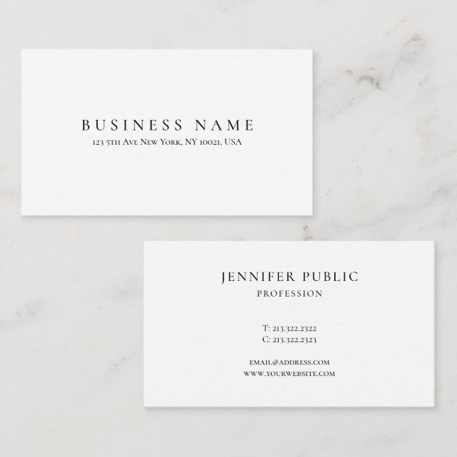 Custom Elegant Modern Minimalist Design Template Business Card (Front/Back)