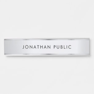 Custom Elegant Modern Minimalist Template Silver Door Sign