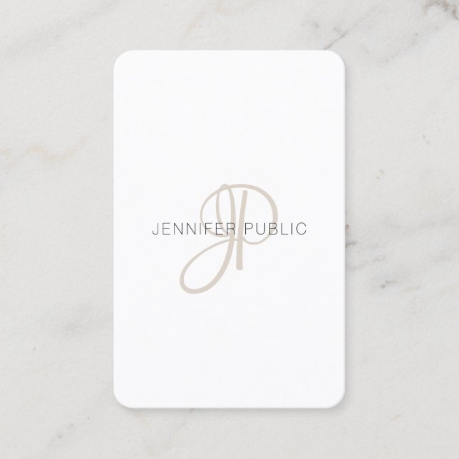 Custom Elegant Modern Monogrammed Template Business Card (Front)