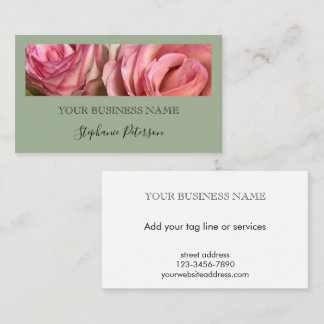 Custom Elegant Modern Sage Green Photo Template  Business Card