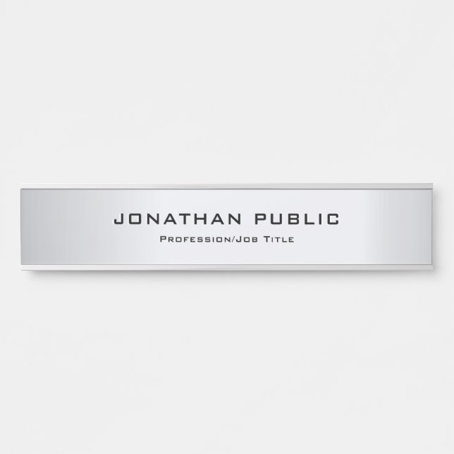 Custom Elegant Modern Silver Template Trendy Door Sign (Front)