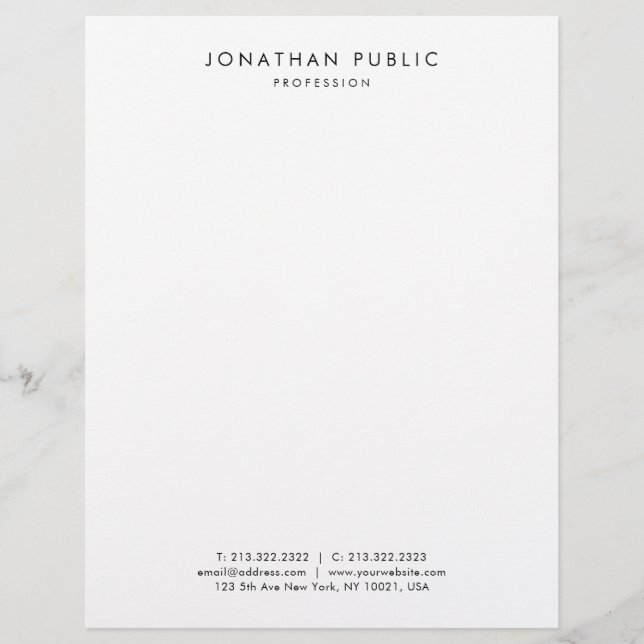 Custom Elegant Modern Simple Professional Template Letterhead (Front)