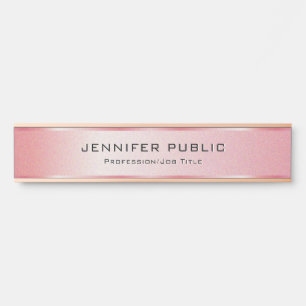 Custom Elegant Modern Simple Template Rose Gold Door Sign