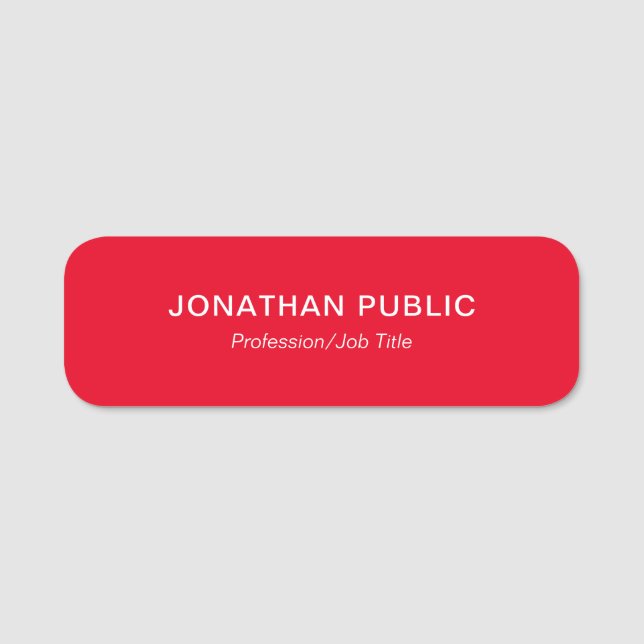 Custom Elegant Modern Simple Template Rounded Name Tag (Front)