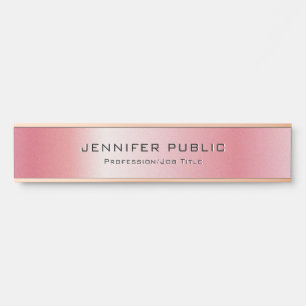 Custom Elegant Modern Template Glam Rose Gold Door Sign