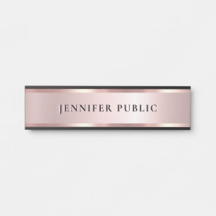 Custom Elegant Modern Template Luxe Rose Gold Door Sign