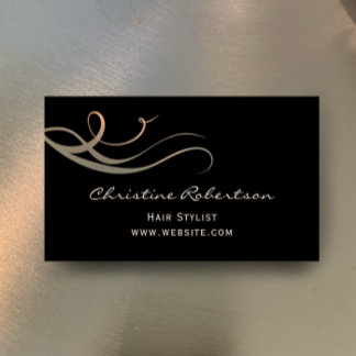 Custom Elegant Modern Unique Metallic Hair Stylist Business Card