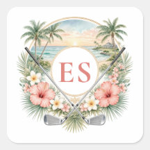 Custom Elegant Monogram Beach Coastal Golf Theme