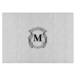 Custom Elegant Monogram Crest Cutting Board