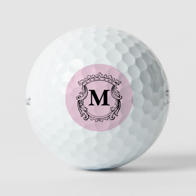 Custom Elegant Monogram Crest Golf Balls (Front)