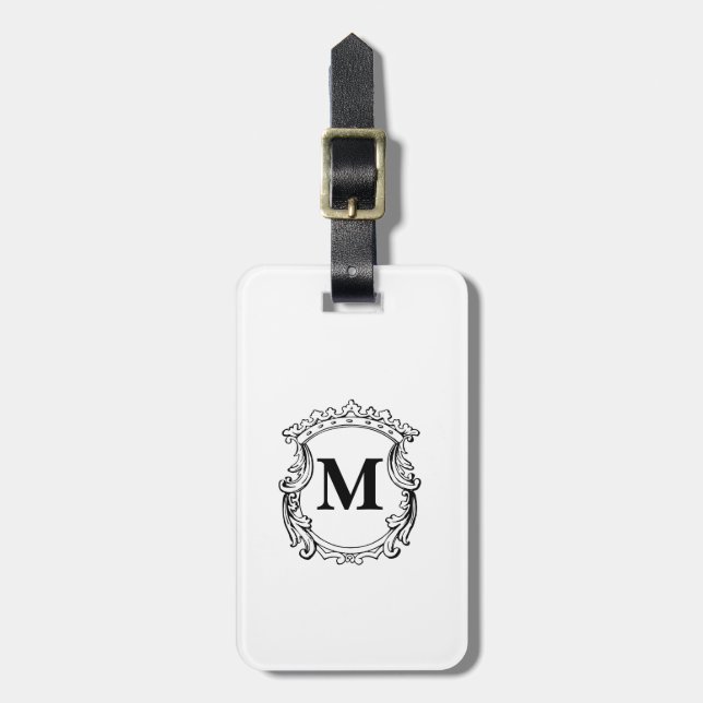 Custom Elegant Monogram Crest Luggage Tag (Front Vertical)