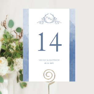 Custom, Elegant Monogram Dusty Blue Wedding