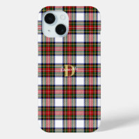 Custom Elegant Monogram Name Christmas Plaid