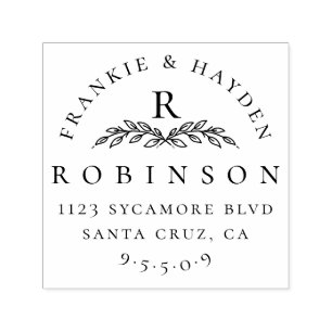 Custom Elegant Monogram Wedding Return Address Self-inking Stamp