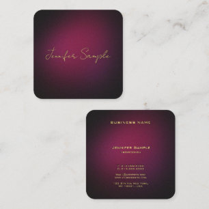 Custom Elegant Monogrammed Purple Rounded Corner Square Business Card