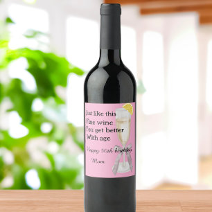 Custom elegant mum 50th birthday  wine label