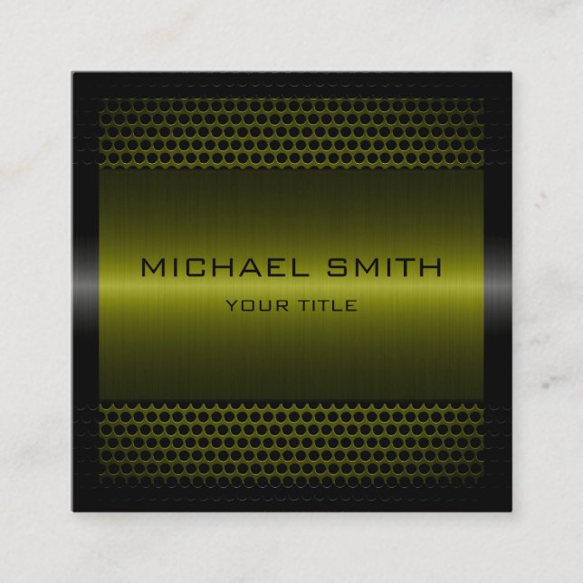 Custom Elegant Olive Stainless Metal Square Business Card (Front)