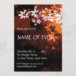 Custom Elegant Orange and White Foilage Invitation