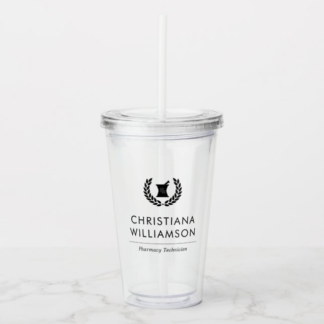 Custom Elegant Pharmacist Pharmacy Tech Staff Acrylic Tumbler (Front)