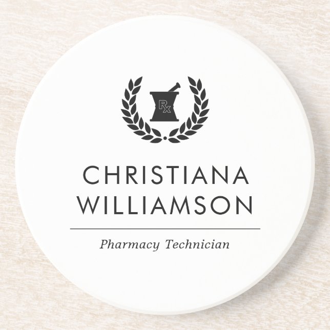Custom Elegant Pharmacist Pharmacy Tech Staff Coaster (Front)