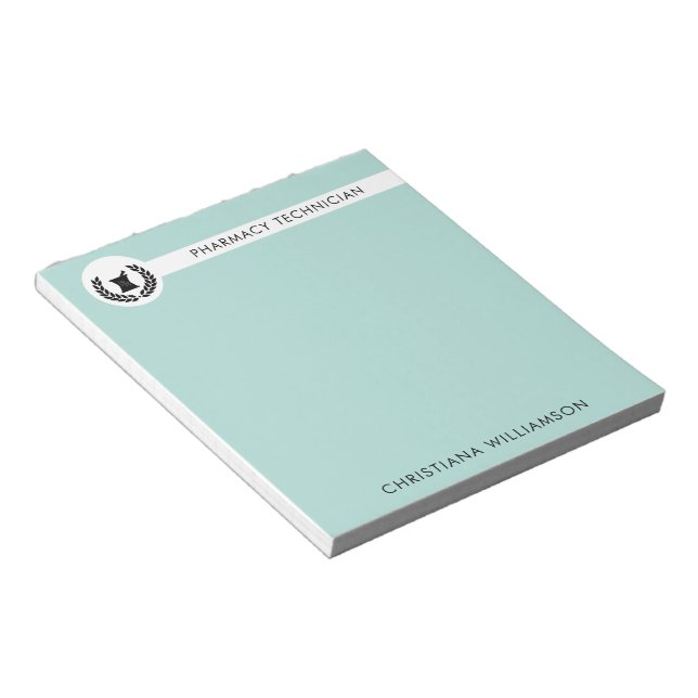 Custom Elegant Pharmacist Pharmacy Tech Staff Notepad (Angled)