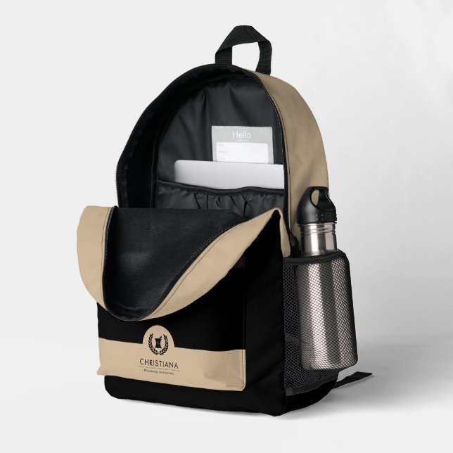 Custom Elegant Pharmacy Symbol Printed Backpack (Back Corner Right (Open))