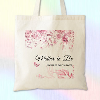 Custom Elegant Pink Fine Art Florals Baby Shower Tote Bag