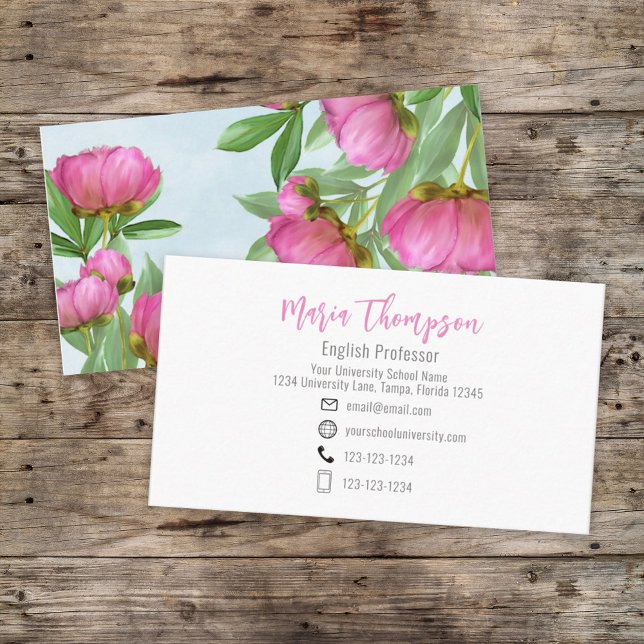 Custom Elegant Pink Floral Simple Professional  Business Card (Creator Uploaded)