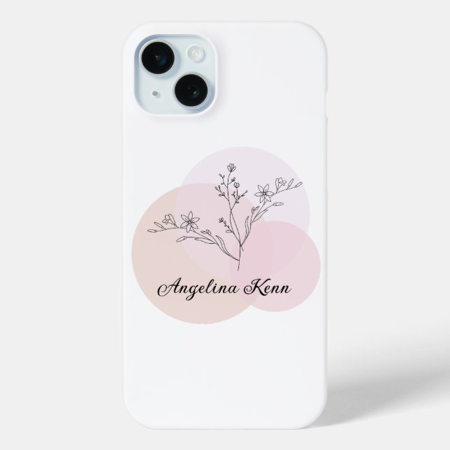 Custom Elegant Pink Flower iPhone Cases (Back)
