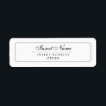 Custom Elegant Plain Wedding<br><div class="desc">Black and white design. Elegant font.  Personalised,  simple,  elegant modern plain white return address label. Ideal for bride,  groom's,  wife,  husband's names,  and address. Efficient art on several occasions. Address labels for use on wedding,  birthday,  bridal shower,  baby shower and holidays.</div>