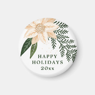 Custom Elegant Poinsettia Christmas Happy Holiday Magnet