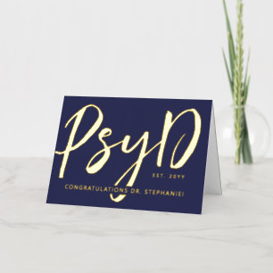 Custom Elegant PsyD Doctor of Psychology Modern Foil Greeting Card