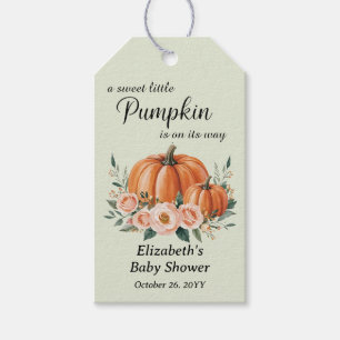 Custom Elegant Pumpkin Floral Baby Shower  Gift Tags