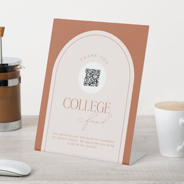 Custom Elegant QR Code College Fund Sign (In SItu)