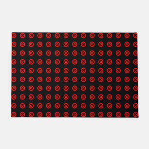 Custom Elegant Red Black circle Pattern on Black Doormat